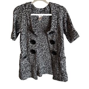 MONROE & MAIN WOMENS BLACK & WHITE CARDIGAN SWEATER SIZE SMALL